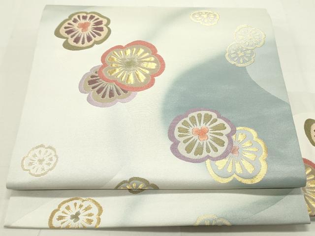 平和屋着物●九寸名古屋帯　流水舞花文　金糸　正絹　逸品　DAAU6782ob