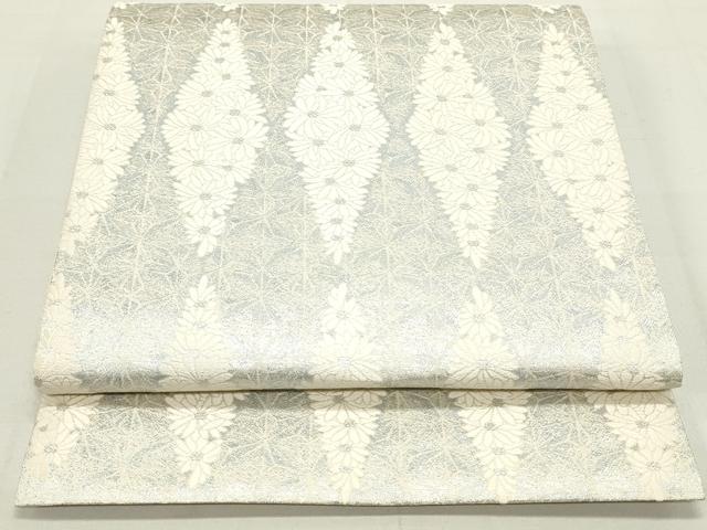 平和屋着物●六通柄袋帯　唐織　花菱文　銀糸　正絹　逸品　DAAU6787ob