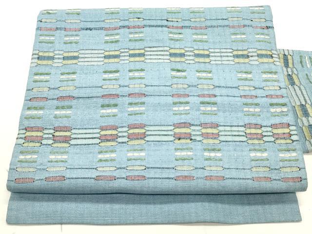 平和屋着物●九寸名古屋帯　紬地　めがね織　変わり横段文　正絹　逸品　DAAU6805ob