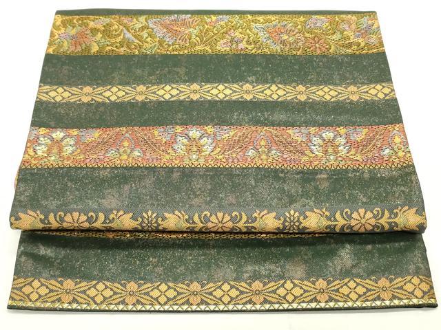 平和屋着物●つけ帯　唐織　更紗花唐草横段文　正絹　逸品　DAAU6822ob 平和屋着物○つけ帯 唐織 更紗花唐草横段文 正絹 逸品 DAAU6822ob