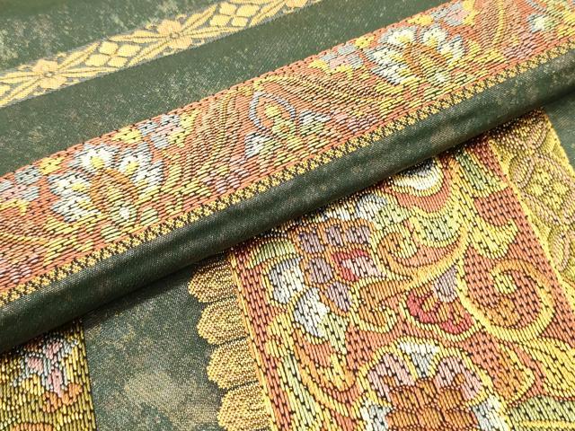 平和屋着物○つけ帯 唐織 更紗花唐草横段文 正絹 逸品 DAAU6822ob