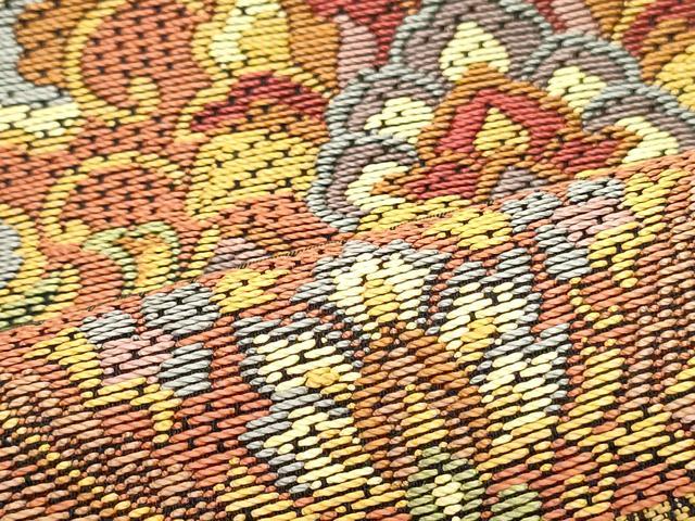 平和屋着物●つけ帯　唐織　更紗花唐草横段文　正絹　逸品　DAAU6822ob 平和屋着物○つけ帯 唐織 更紗花唐草横段文 正絹 逸品 DAAU6822ob