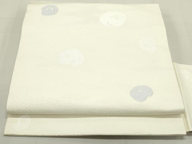 平和屋着物●九寸名古屋帯　唐織　抽象文様　生成り色　正絹　逸品　DAAU6833ob