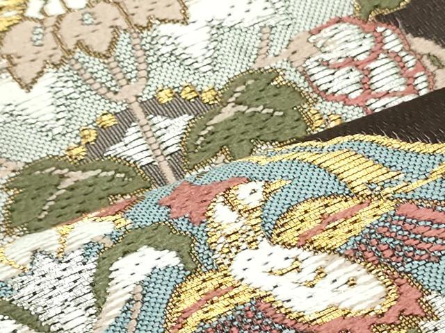 平和屋着物○六通柄袋帯 唐織 七宝更紗花鳥文 金銀糸 正絹