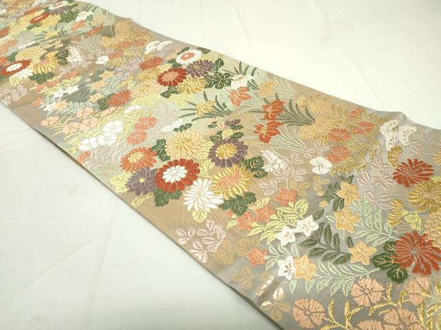 平和屋着物○六通柄袋帯 霞七宝花文 金糸 正絹 逸品 DAAL5149ps