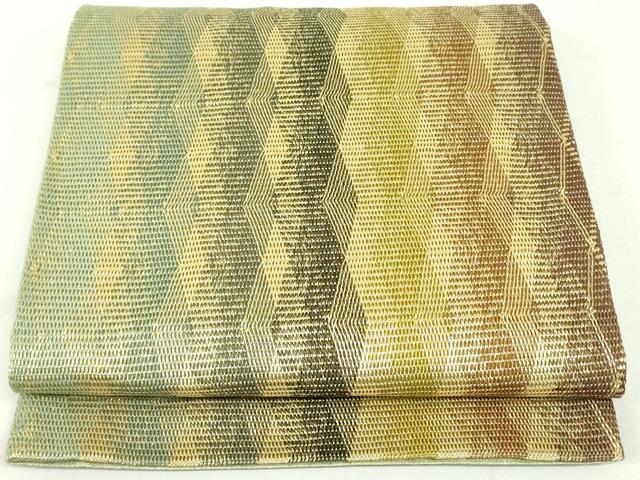 平和屋着物●ひなや工房　くむ・あむ・おる　伊豆蔵明彦　組織　太鼓柄袋帯　菱間道　金糸　正絹　逸品　DAAU6900ob