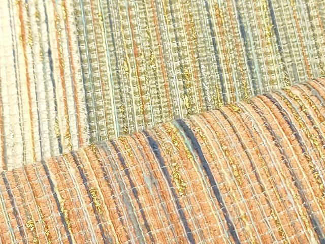 平和屋着物○両面 全通柄袋帯 紬地 霞間道 金銀糸