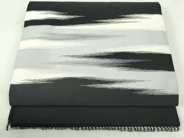 平和屋着物●爪掻き本綴れ　八寸名古屋帯　霞文　黒地　正絹　逸品　DAAU6922ob
