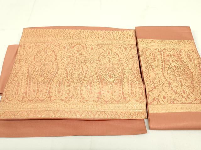 平和屋着物●西陣　川島織物　つけ帯　更紗花唐草横段文　金糸　正絹　逸品　DAAU6925ob