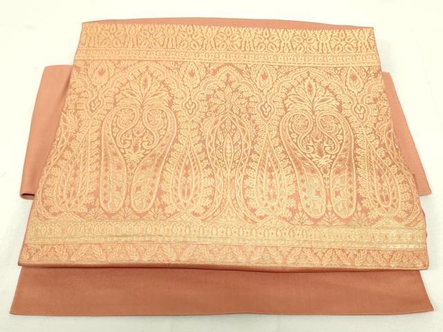 平和屋着物●西陣　川島織物　つけ帯　更紗花唐草横段文　金糸　正絹　逸品　DAAU6925ob 平和屋着物○西陣 川島織物 つけ帯 更紗花唐草横段文 金糸 正絹 逸品