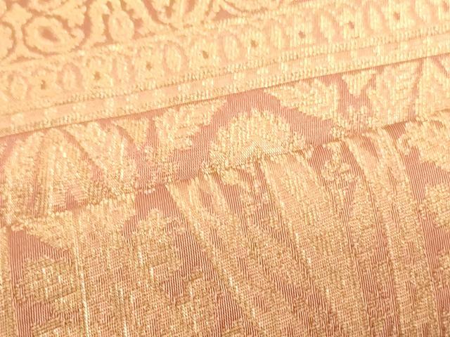 平和屋着物●西陣　川島織物　つけ帯　更紗花唐草横段文　金糸　正絹　逸品　DAAU6925ob 平和屋着物○西陣 川島織物 つけ帯 更紗花唐草横段文 金糸 正絹 逸品