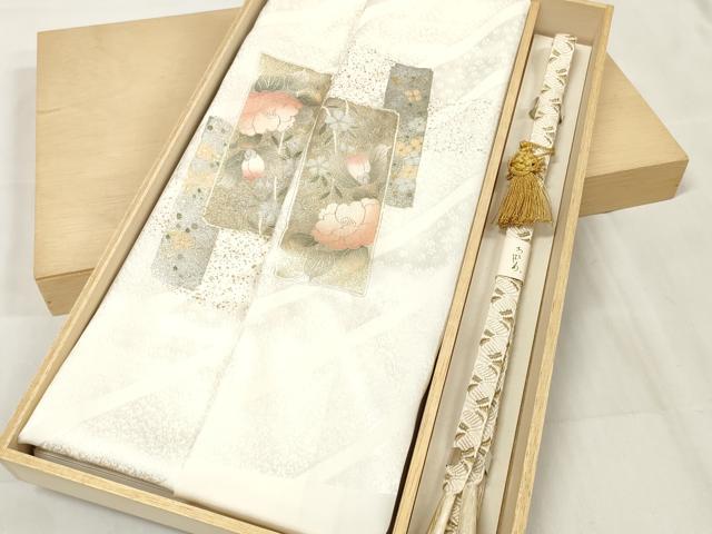 平和屋着物●和装小物　帯締め・帯揚げセット　礼装用　短冊花文　金彩　亀房付き　逸品　未使用　DAAU7977zzz