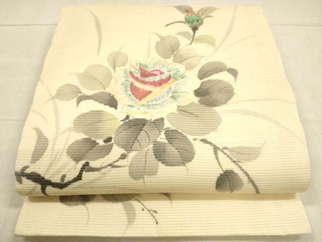 平和屋着物＊夏物　八寸名古屋帯　絽綴れ　横段文　金銀糸　正絹　逸品　DAAY8321cm 平和屋着物＊夏物 八寸名古屋帯 絽綴れ 横段文 金銀糸