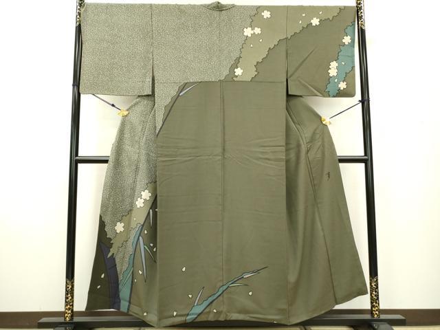 平和屋着物●染色の魔術師　染乃座・大久保玄才　そめのざ玄才　訪問着　笹竹舞桜文　金彩　正絹　逸品　DAAU9411fe