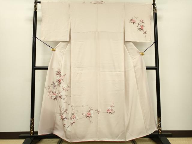 平和屋着物●訪問着　友禅　枝花に休み鳥　暈し染　正絹　逸品　DAAU9660fe