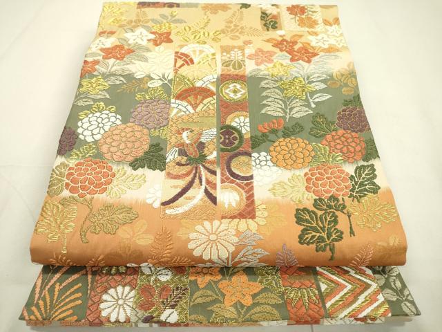 平和屋着物●六通柄袋帯　唐織　鳳凰吉祥花文　金糸　正絹　逸品　DAAU9671fe