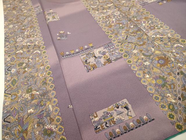 平和屋着物●上質な小紋　エジプト壁画文様　暈し染め　正絹　逸品　DAAU9971fe