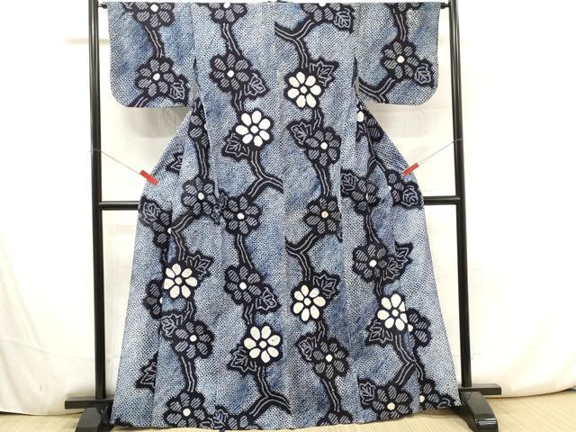 平和屋着物∴夏物　浴衣　有松鳴海絞り　草花文　綿　逸品　DAAV0292cd