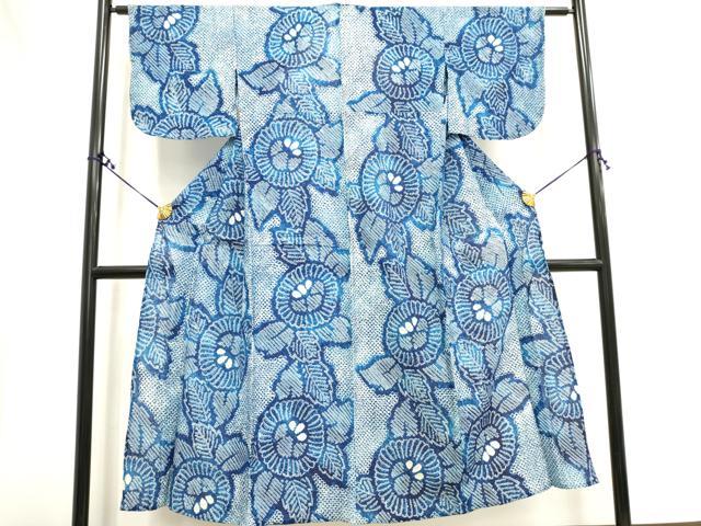 平和屋着物∴夏物　浴衣　有松鳴海絞り　草花文　綿　逸品　DAAV0374cd