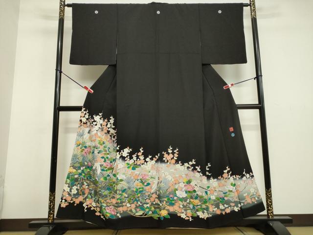 平和屋着物○上質な紬 栗染結び織 100亀甲 エ霞文 証紙付き 正絹 逸品