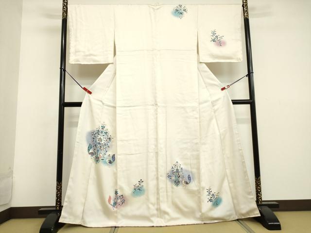 平和屋着物●訪問着　更紗花鳥文　たたき染め　金彩　正絹　逸品　DAAV1050tw