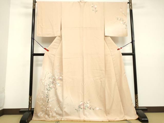 平和屋着物●訪問着　友禅　作家物　草花文　暈し染め　ロング丈　正絹　逸品　未使用　DAAV1152tw