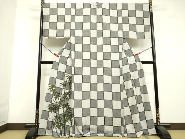 平和屋着物●訪問着　手描き　笹竹市松文様　金彩　正絹　逸品　DAAV1165tw