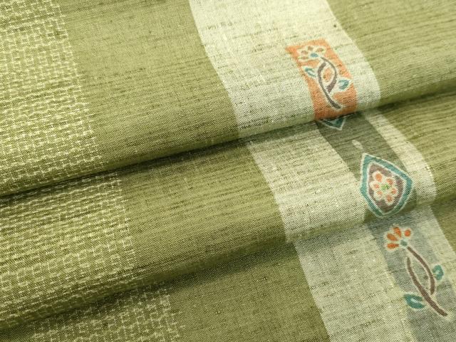 平和屋着物●上質な紬　80亀甲　草花間道　正絹　逸品　未使用　DAAV1166tw