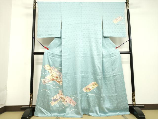 平和屋着物●訪問着　刺繍　短冊草花芝文　金彩　正絹　逸品　DAAV1168tw