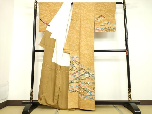 平和屋着物○訪問着 型染め 風景山文 正絹 逸品 未使用 DAAV1172tw