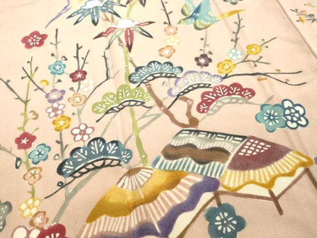 平和屋着物○訪問着 型染め 風景飛鳥文 松竹梅 正絹 逸品 DAAV1174tw