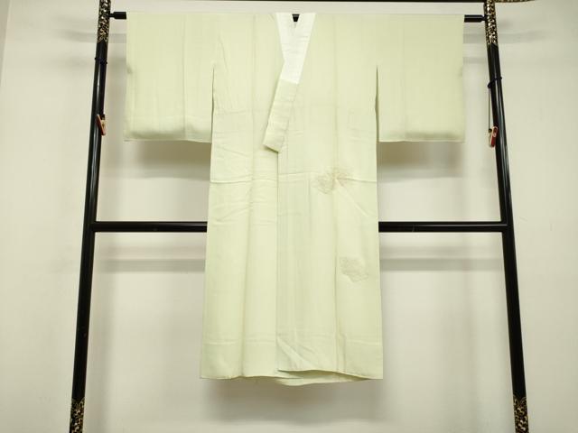 平和屋着物●中国三大刺繍　スワトウ刺繍　汕頭刺繍　総刺繍　長襦袢　袷　地紙草花地紋　ホワイトリリー色　正絹　逸品　DAAV1205tw