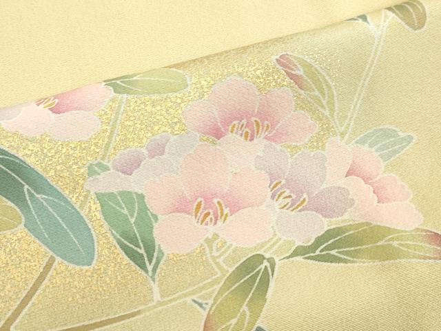 平和屋着物□上質な小紋 扇牡丹花文 金彩 やまと誂製 正絹