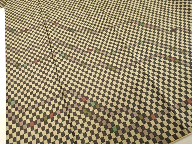 平和屋着物○訪問着 お召地 名物裂 織百趣 変わり市松文様