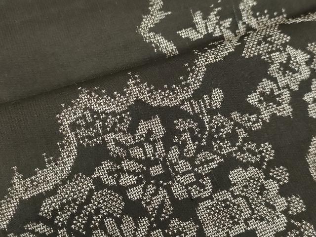 平和屋着物●本場大島紬　9マルキ　雲取り草花文　正絹　逸品　未使用　DAAS2361tw 平和屋着物○本場大島紬 9マルキ 雲取り草花文 正絹 逸品 未使用