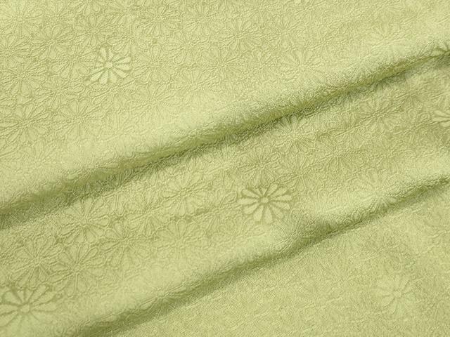 平和屋着物●上質な色無地　舞花地紋　若葉色　やまと誂製　正絹　逸品　DAAV1341tw