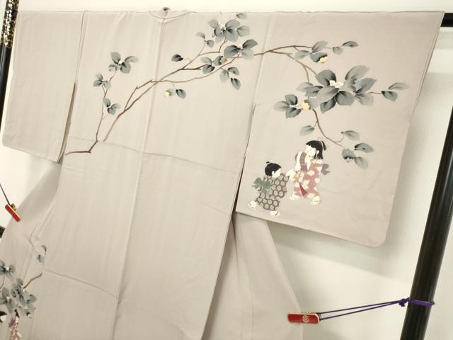 平和屋着物○十日町友禅作家 関口遼一 色留訪問着 童子 正絹 逸品