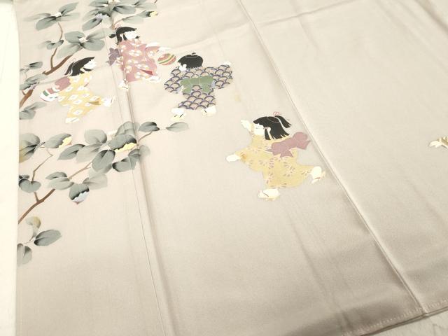 平和屋着物○十日町友禅作家 関口遼一 色留訪問着 童子 正絹 逸品