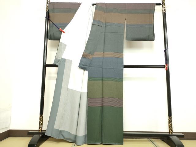 平和屋着物●山下晴三 京友禅競技大会受賞　訪問着　横段文　正絹　逸品　DAAV1351tw 平和屋着物○山下晴三 京友禅競技大会受賞 訪問着 横段