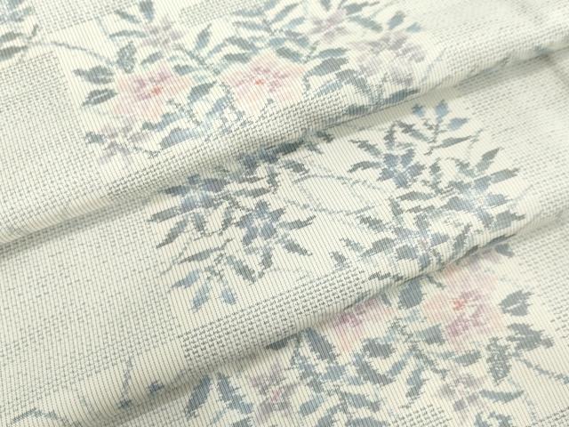 平和屋着物●本場大島紬　白大島　霞草花文　正絹　逸品　DAAV1361tw