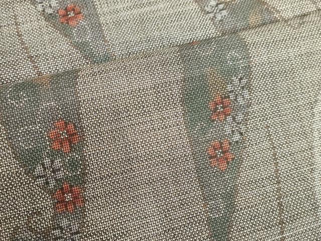 平和屋着物○本場大島紬 9マルキ 花唐草間道 正絹 逸品 DAAV4873ud 平和