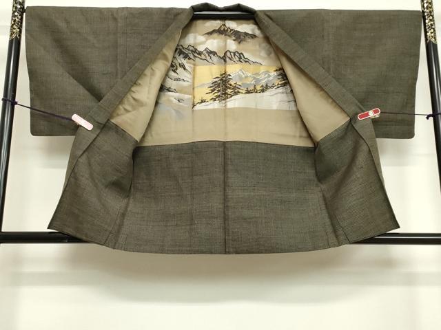平和屋着物●男性　紬　アンサンブル　100亀甲　総詰め　正絹　逸品　DAAV1396tw