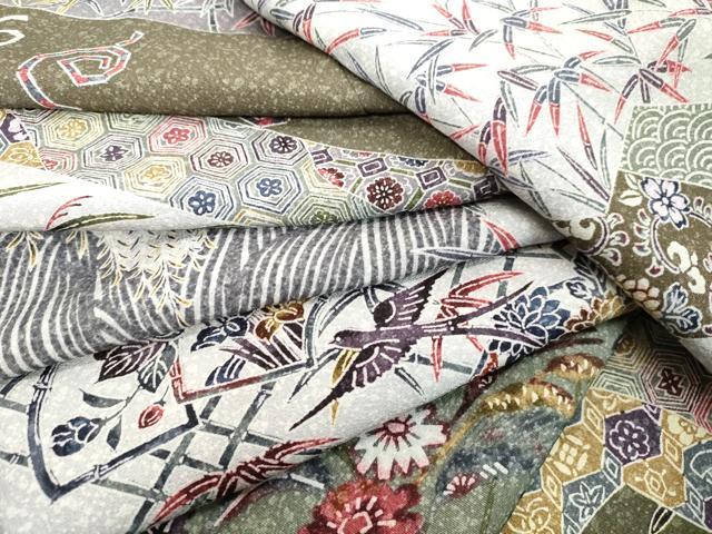 平和屋着物●上質な小紋　型染め　花鳥笹竹文　正絹　逸品　DAAV1417tw