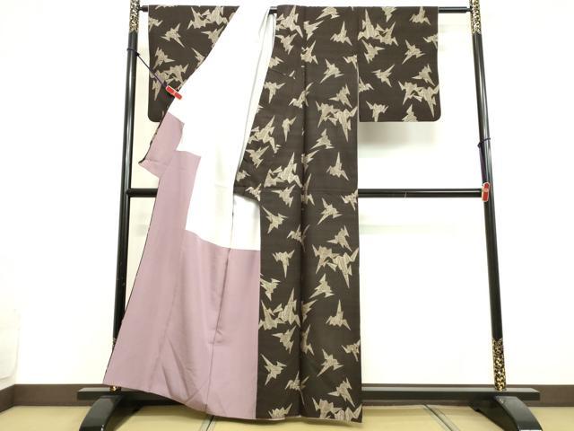 平和屋着物○上質な紬 折り鶴 正絹 逸品 DAAV1420tw 紬