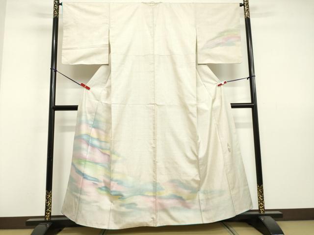 平和屋着物●本場大島紬　白大島　訪問着　作家物　霞文　正絹　逸品　DAAV1423tw