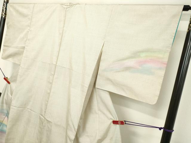 平和屋着物○本場大島紬 白大島 訪問着 作家物 霞文 正絹 逸品