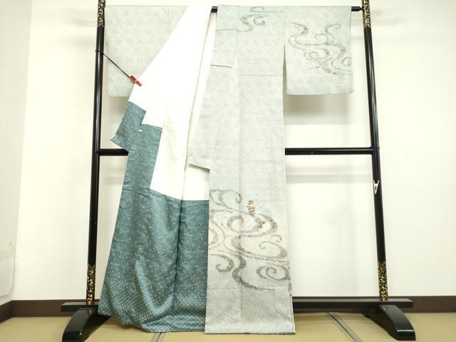 平和屋着物●訪問着　総絞り　流水地紙草花文　正絹　逸品　DAAS2475tw 平和屋着物○訪問着 総絞り 流水地紙草花文 正絹 逸品 DAAS2475tw