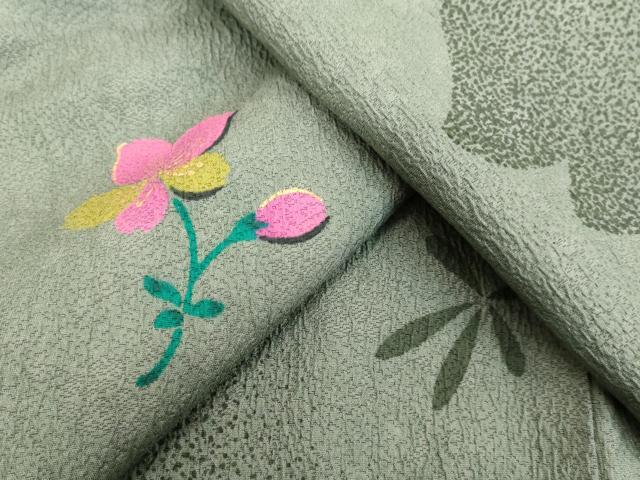 平和屋着物●上質な小紋　膨れ織り　舞花文　金彩　正絹　逸品　DAAV1427tw