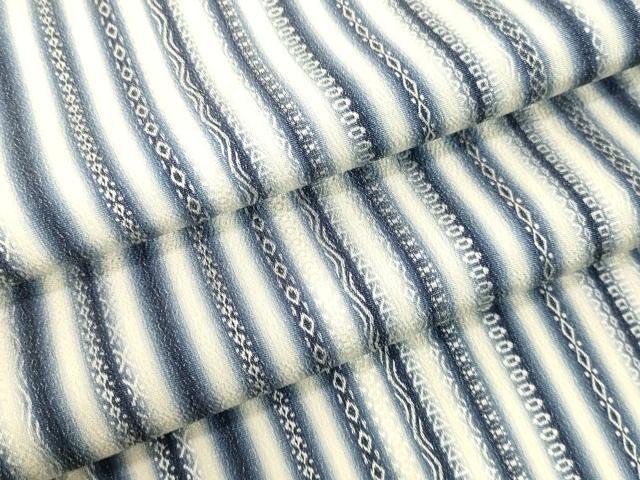 平和屋着物●上質なお召　間道　正絹　逸品　DAAV1438tw