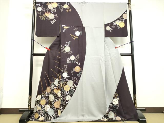 平和屋着物○訪問着 駒刺繍 枝花文 金彩 ロング丈 正絹 逸品